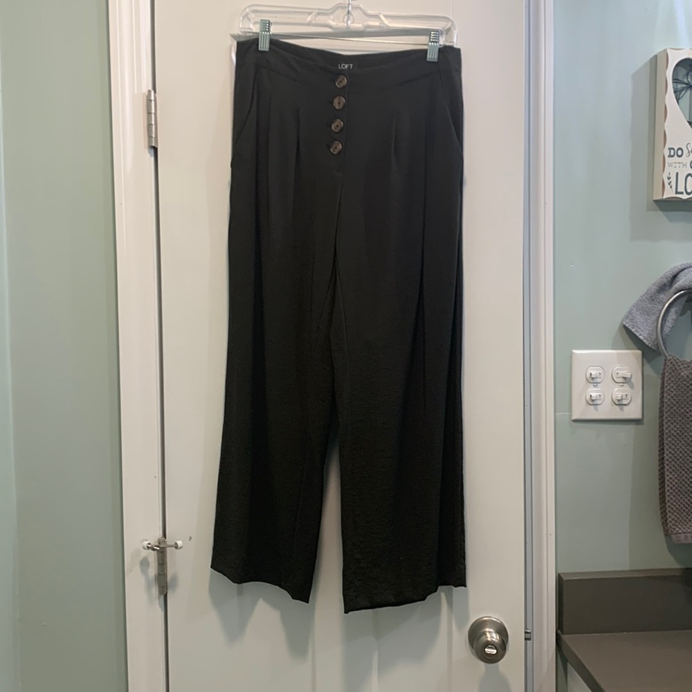 Loft olive green wide leg pants